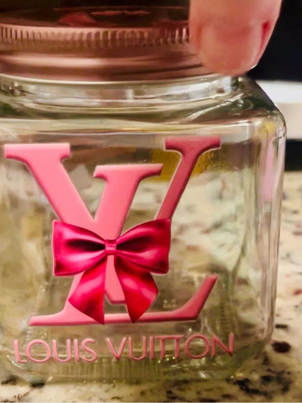 Iridescent Glass Jar Custom Decorated With Lid